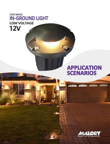 MALORY Brass Top Cover Landscape Well Lights 12V Low Voltage Outdoor In Ground Lights One-Direction Turret 10-Pack with Bulb