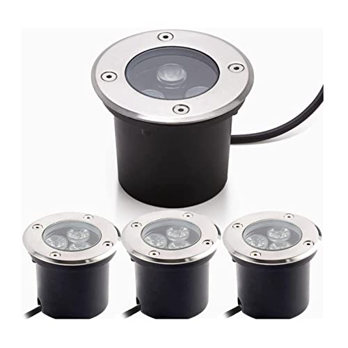 VZCOMM Led Landscape Lights 4 Pack Low Voltage Well Lights IP65 Waterproof Recessed In-Ground Lights for Garden,Yard, Driveway, Deck, Pathway, Step, Outdoor Underground Light (Color : Warm White, Si