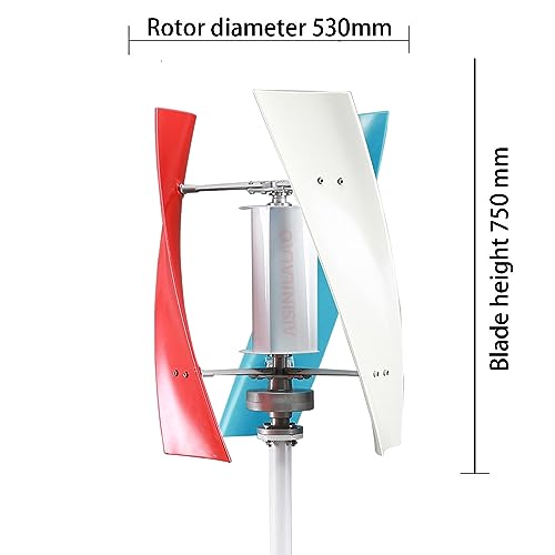 AISINILALAO Wind Turbine Generator 3 Blade Kit, 12V 24V 1500W Wind Generator Kit with Controller, Wind Power Generator for Hybrid Solar Wind System,48v