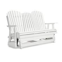 Benjara BM315939 Sami 67 Inch Outdoor Adirondack Glider Loveseat, Dropdown Cupholders, White