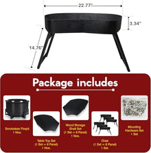 FEBTECH - 21.6'' Smokeless Firepit with Tabletop, Chairs, and Storage Shelf