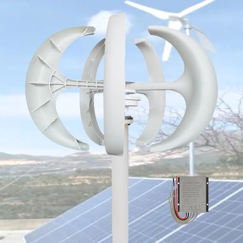 CLPYING Wind Turbine Generator Kit 16000W DC 12V 24V 48V Wind Turbine Vertical, Electricity Producer Equipment, Horizontal Wind Power Generator Kit Power Supplementation(White,48V)