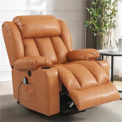 HTERWQEA Large Leather Power Lift Recliner Chair with Heat and Massage