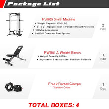 RitFit Smith Machine Power Rack with LAT-Pull Down System, Landmine, Barbell Bar, Plate Storage Pegs Black