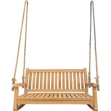 MISC Teak Wood Double Outdoor Porch Swing 4 Foot Brown Water Resistant Weather