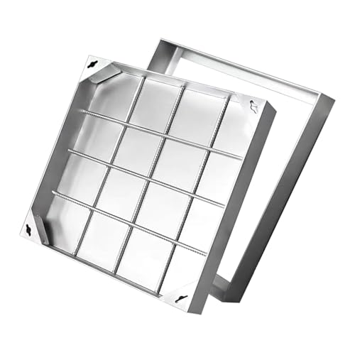 BYFSRUS Stainless Steel Recessed Manhole Cover & Frame, 5cm/8cm Height, Invisible Embedded Lid for Driveways, Patios, Paving - 80x80x5cm, Durable & Stylish