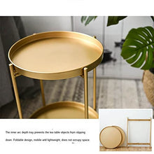 2-Layer Coffee Table Nordic Iron Round Coffee Side Table Non-Slip Foot pad Removable Tray Outdoor Small Table (Color : Argento) (D)