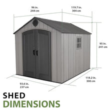 Lifetime Outdoor Storage Shed, 8 x 10 Foot, Gray