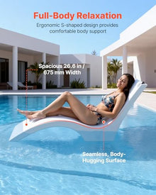 VEVOR Pool Lounge Chairs, Set of 2 Chaise Lounger, Water Weighted in-Pool Lounger Chairs for up to 9" Water Depths, Anti-Floating Patio Furniture with Cup Phone Holders for Sun Shelf & Tanning Ledge