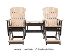EcOasis Grand Lake Amish Crafted Poly Outdoor Adirondack Double Balcony Glider Weatherwood on Black