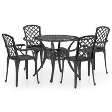 Molumvel 5 Piece Bistro Set Cast Aluminum Patio Furniture Table and 4 Chairs Black Outdoor Dining Set for Garden Balcony Backyard