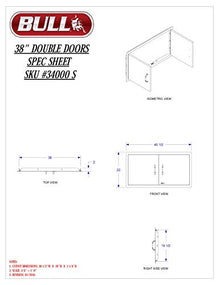 Bull Outdoor Products 34000 38" Double Access Doors – 304 16 Gauge Stainless Steel, Double Walled Design, Rust and Stain Resistant, Outdoor Kitchen Cabinet Access for Propane Tanks, Heavy Duty