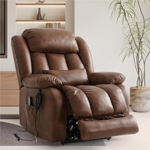 UOPYNE Dual Motor Power Lift Recliner with Lay Flat Design in Ochre