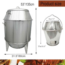 BEILOCKERY Commercial Stainless Steel Charcoal Roast Duck Oven with Temperature Display, 31.5x31.5x53 Inch BBQ Roaster with 15 Hooks & 20 Tail Pins, Multifunctional Grill