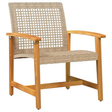 JIQHOHX 3 Piece Bistro Set Beige Poly and Acacia Wood, Garden Table and Chairs, Garden Chairs Set, Patio Set, Outdoor Table and Chairs, Garden Table