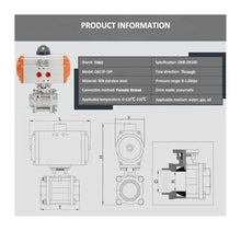 JJAMBTEQ 2-1/2" Pneumatic Ball Valve Stainless Steel Female Thread Double Acting Three Piece Pneumatic Cut-Off Ball valves