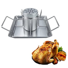 AFPSDLFJDLS Steel Beer Can Chicken Turkey Roaster Oven Rotisserie BBQ Grill Stand Holder Tray Vertical Poultry Rack Party