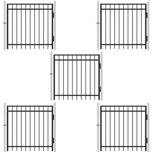 Fencer Wire Heavy Duty Flat Top Fence Gate, 4FT Height X 4FT Width Gate with Lock Attachment, Outdoor Anti-Rust Metal Steel Gate for Fencing Barrier, Decorative Garden Gate for Patio, Pack of 5