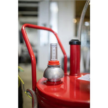 Lincoln 3675 25 Gallon Steel Fuel Caddy with 2-Way Rotary Pump, 7' Wire-Reinforced Hose, Internal Volume-Level Sight Gauge, Fire-Screened Vent Cap, Anti-Spark Aluminum Skid Pads