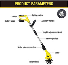 20V Electric Rotavator,4Ah Lithium Battery Cordless Cultivator with Blades Rotavators for The Garden Tiller Tiller Rotavator for Allotment