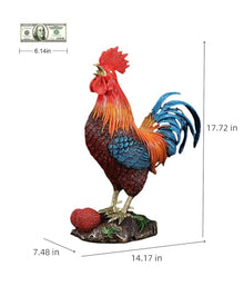 FENGSHUI-CAISHEN Extra Large Colorful Metal Rooster Statue