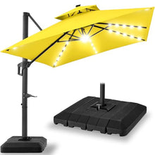 Best Choice Products 10x10ft Cantilever Patio Umbrella w/Base Included, Solar LED Lights 360 Rotation Large Offset Hanging Outdoor Shade for Deck Pool Backyard w/Stand – Yellow