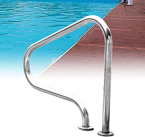 MSHOSAC Swimming Pool Safety Hand Rail Stainless Steel Swimming Pool Handrails, Pool Rail Pool Railing, Swimming Pools Hand Grab Rail with Base - Rust Proof