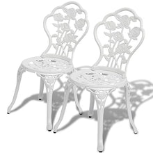 JKSVTF 3 Piece Bistro Set Cast Aluminium White, Garden Table and Chairs, Garden Chairs Set, Patio Set, Outdoor Table and Chairs, Garden Table Set -