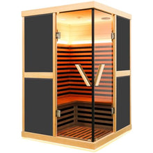 RIGO 2-Person Infrared Sauna Hemlock Wood with LED Control and Glass Doors 1980W