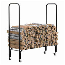 Katzowen Outdoor Indoor Metal Firewood Stand Brackets with 4 Wheels