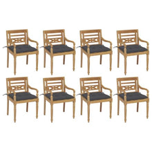 HKLGBVCR Batavia Chairs with Cushions 8 pcs Solid Teak Wood Outdoor Seating