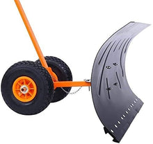 Efficient Snow Shovel with Wheels Heavy Duty Metal Rolling Snow Pusher Efficient Snow Removal Tool for Driveway Doorway Rolling Snow Plow with Adjustable Handle