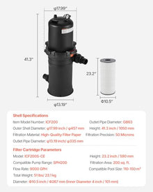 VEVOR 2026 Pro Pool Cartridge Filter System 200 sqft, Pool Filter for Inground & Above Ground Pools, Compatible W/Pumps 3HP~4HP | Up to 9827 GPH Max Flow, Pool Filters for Pools Up to 39625 Gallons
