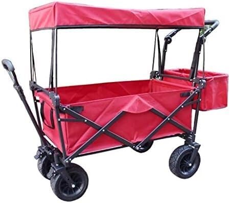 Portable Folding Garden Trolley Cart Heavy Duty Wagon with Canopy Multi-Function Shopping Cart for Outdoor