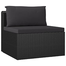 GFMGUEMV 11 Piece Patio Lounge Set with Cushions, Black Wicker PE Rattan Modular Furniture with Tempered Glass Coffee Table