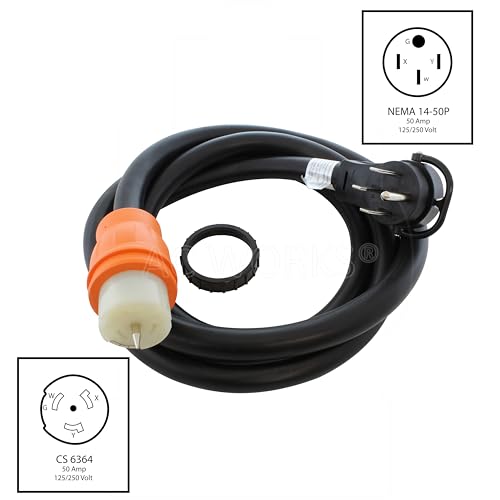 AC WORKS 50Amp Generator 14-50P to Transfer Switch 50Amp Inlet Box Adapter (25)