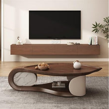 Hhaoran-9863 Side End Table Leaf-Shaped Minimalist Coffee Table Modern Asymmetrical Design in Walnut Wood for Stylish Living Rooms Accent Coffee Table for Living Room Bedroom Office