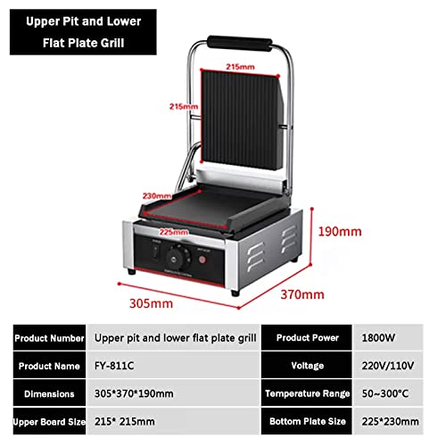 Electric Countertop Griddle Grill Stainless Steel Flat Griddle Hotplate Bbq Kitchen Grill Adjustable Temp Control Restaurant Grill for Camping Outdoor Tailgating Kitchen Home Barbecue,811c