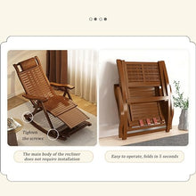MHJKHG Foldable Recliner, Rocking Chair with Massage Footrest, Elderly Adult Lounge Chair, Adjustable Backrest, Outdoor Rocker Armchair, Bamboo Leisure Chair, Bearing Capacity 3，Natural One Size