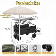 Big Vendor Cart for Outdoor Event – Portable Mobile Food Cart, Heavy Duty Folding Utility Grocery Wagon, for Commercial Street, Beaches, Festivals, Farmers Market(Green,47.2x39.3in)
