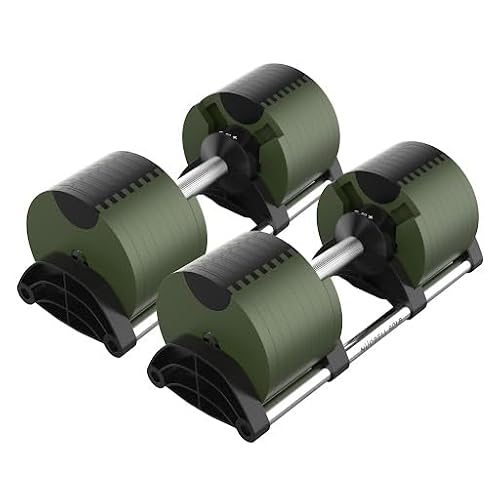 FF Finer Form NUOBELL Adjustable Dumbbell Pair 5-80 lbs Tactical Green