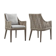 Armen Living Silvana Outdoor Patio Wicker Aluminum Dining Chair Set of 2 Grey