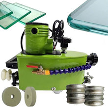 850W Electric Small Glass Edging Machine w/8 Diamond Wheels & 2 Polishing Wheels - Portable Glass Edger Straight Round Bevel Edge Grinder Polish Edge Machine for Glass Acrylic Marble Ceramic Green