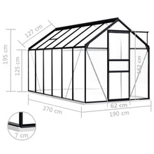 Outdoor Large Space Greenhouse, 26.6 Square feet, Polycarbonate Panels, Aluminum Support Structure, Drainage System, Ventilation ( Color : Anthracite , Size : 74.8" x 145.7" x 52" )