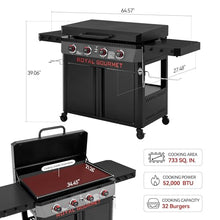 Grills House GB4008D Premium 4-Burner Gas Griddle with Hood Black