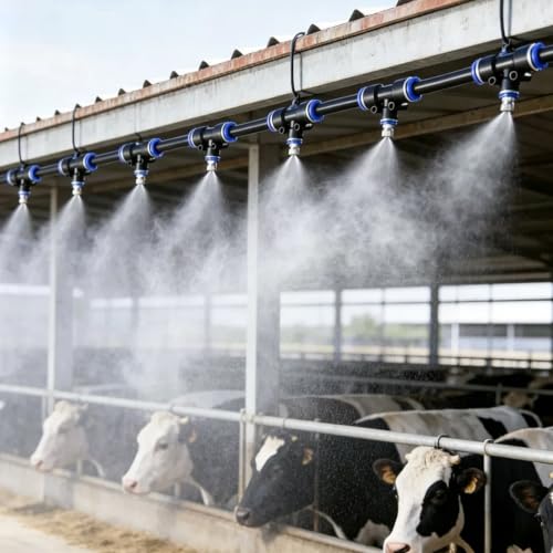 Oracra Portable Mister Cooling Sprinkler for Cattle/Chicken/Pig, Hanging Drip Irrigation Watering System, Outdoor Fence Misting Hose for Dust Control