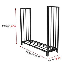 JDXQBLD Firewood Rack 4 Feet/ 8 Foot Firewood Rack Stand for Outdoor Deck Patio, Cast Iron Heavy Duty Log Holders Lumber Storage Organizers, 126x35x116cm, Black (Black 126x35x116cm)