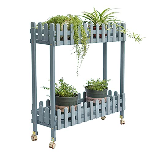 WMEIE Plant Stand, 2 Tier Flower Ladder Display Shelf Planter Pots Organiser Garden Shelves, for Indoor Outdoor Yard Garden Patio Balcony,Blue,100x30x105cm