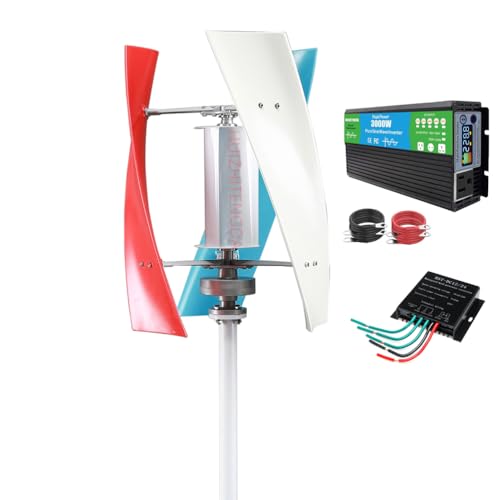 HUIZHITENGDA 48V,Low Noise Wind Turbine Generator Kit, 12V 24V 48V 3000W for Boats Gazebos & Houses Portable 3 Blade Windmill W/Controller and Power Inverter Converter