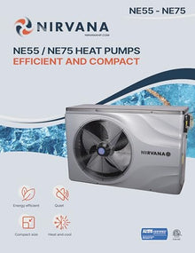 Nirvana Heat Pump NE75 AHRI Certified Spa and Swimming Pool Heater, 73,500 BTU, 15K Gallon Gray/Black